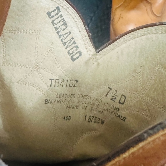 Men’s VTG Durango Leather Cowboy Boots 7.5D Western Rodeocore Rugged Outdoor - Picture 6 of 6